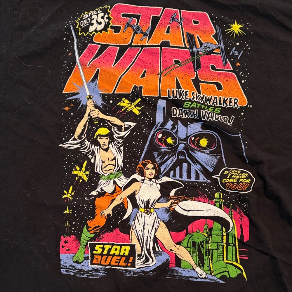 Star Wars Black Tee with Colorful Graphic - Short Sleeve - Picture 2 of 7
